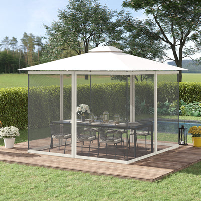 Outsunny 302 x 207cm Universal Replacement Mesh Sidewall Netting for Gazebos and Canopy Tents, (Sidewall Only) White 