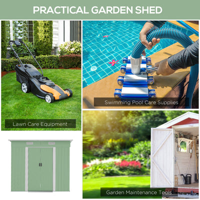 Outsunny 7 x 4ft Outdoor Garden Metal Storage Shed, Tool Storage Box for Backyard, Patio and Lawn, Light Green 
