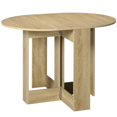 HOMCOM Space-saving Drop Leaf Table, Folding Dining Table for Small Space, Kitchen, Dining Room, Oak 