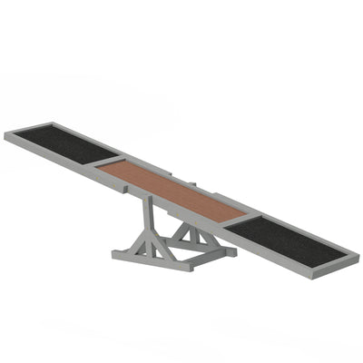 PawHut Wooden Pet Seesaw for Big Dogs, Dog Agility Equipment with Anti-Slip Surface - Grey 