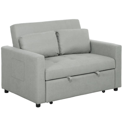 HOMCOM Velvet-Feel Two-Seater Sofa Bed - Light Grey 