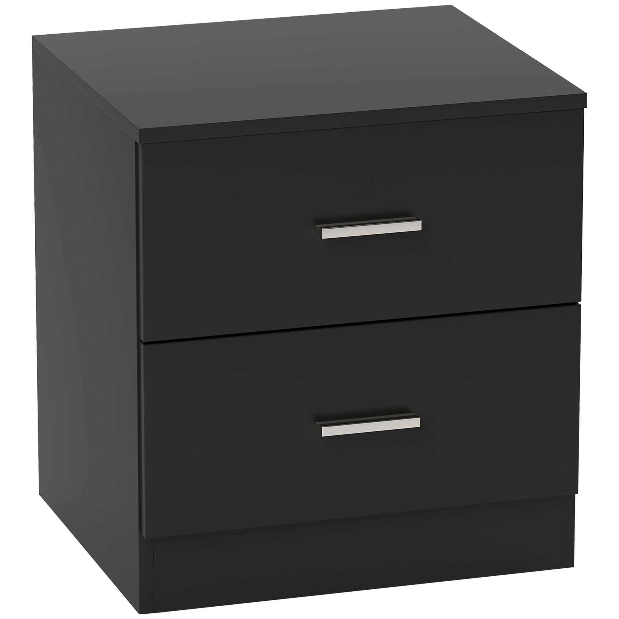 HOMCOM Modern Bedside Table, Beside Cabinet with 2 Drawers, for Bedroom, Living Room, Black 