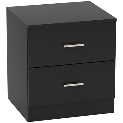 HOMCOM Modern Bedside Table, Beside Cabinet with 2 Drawers, for Bedroom, Living Room, Black 