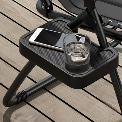 Outsunny Zero Gravity Lounger Chair Set of 2, Folding Reclining Patio Chair with Padded Seat, Cup Holder, Soft Cushion and Headrest for Poolside, Camping, Black 
