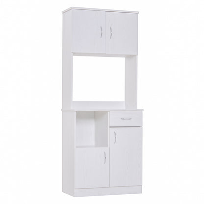 HOMCOM Tall Kitchen Cupboard, Kitchen Cabinet with Doors, Shelves, Drawer and Open Countertop, Storage Cabinet for Living Room, Dining Room, White 