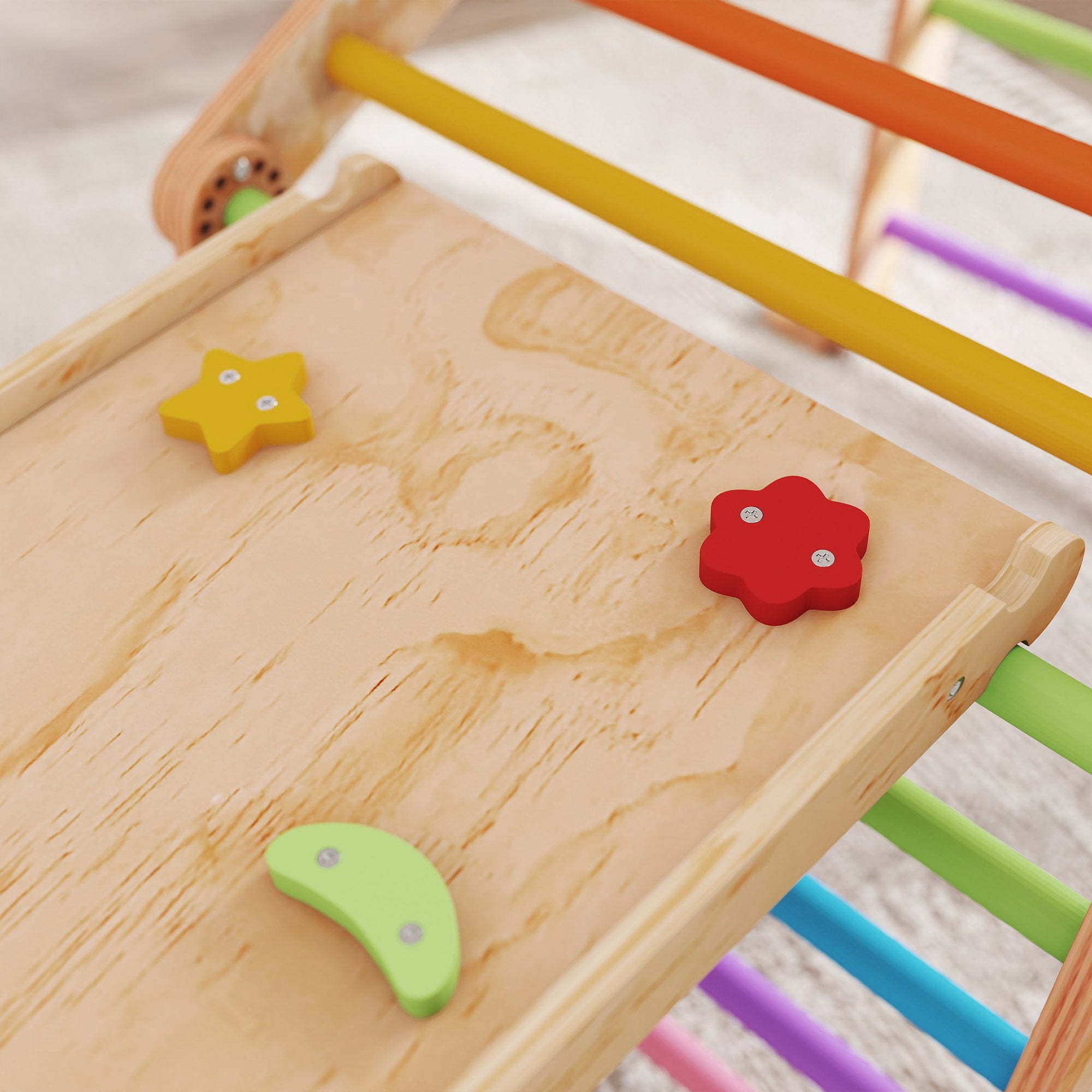 AIYAPLAY 9 in 1 Toddler Climbing Frame with Ramp, Slide, Arch, Ladder, Blackboard for 18-48 Months 