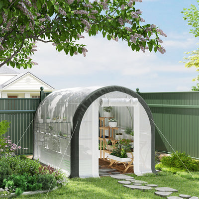 Outsunny 3 x 2(m) Walk-In Tunnel Greenhouse, with Accessories - White 