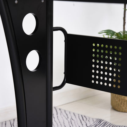 HOMCOM L-Shaped Corner Desk, Gaming Desk with CPU Rack, Keyboard Tray, Space-Saving Computer Desk with Steel Frame for Home Office,165 x 145 x 86.5cm, Black 