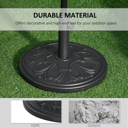Outsunny 13kg Round Parasol Base Sun Umbrella Weight Stand Holder Patio Outdoor Garden, Black 