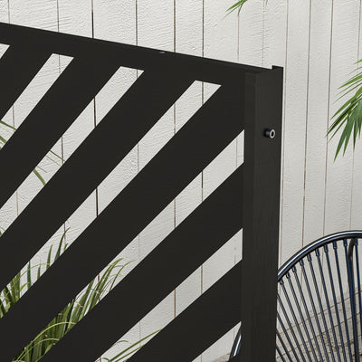 Outsunny 6.5FT Decorative Outdoor Divider, Metal Privacy Screen with Stand, Triangle Style, Black 