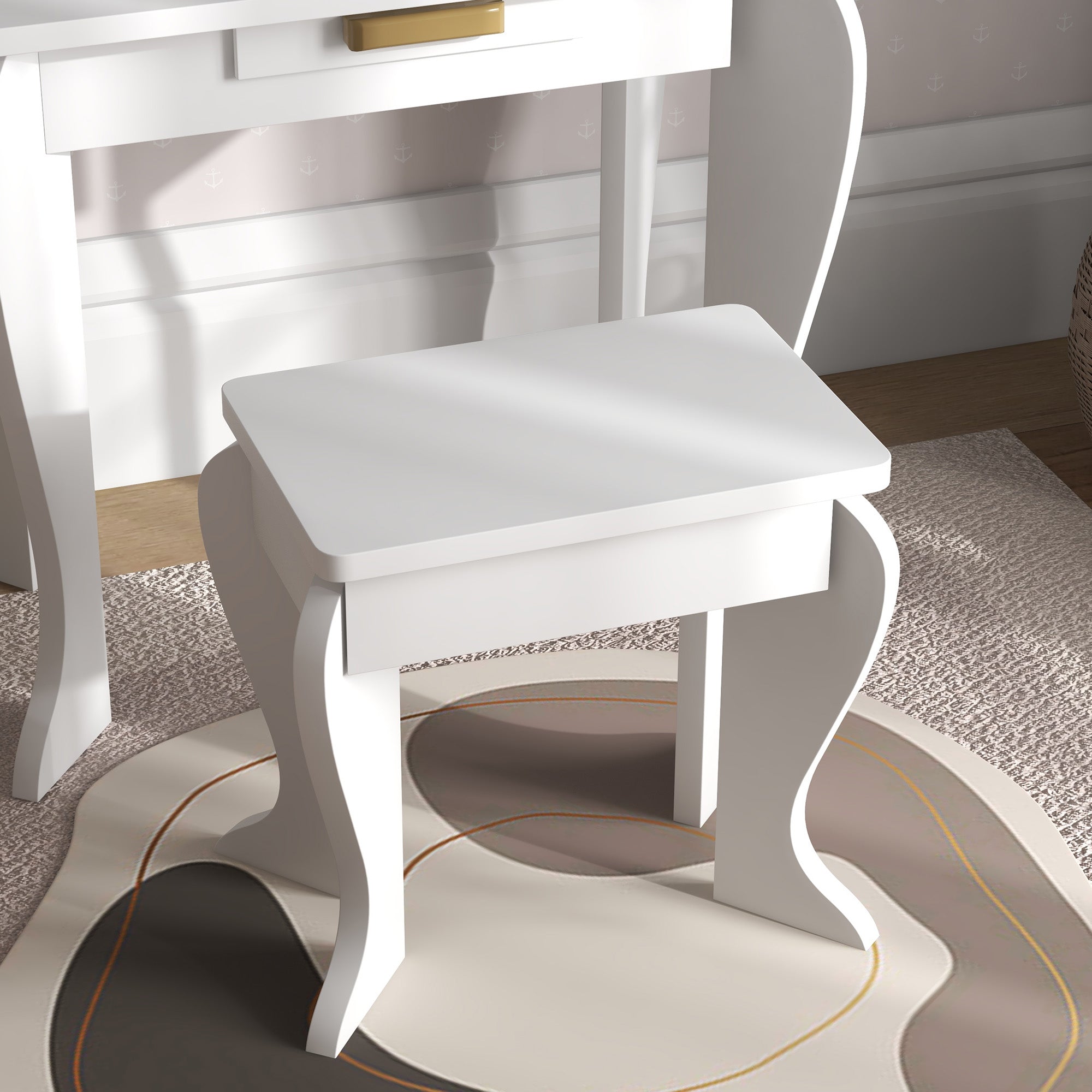 HOMCOM Kids Dressing Table Set, with Mirror and Drawer - White 