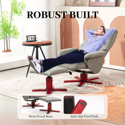 HOMCOM Faux Microfibre Leather Manual Recliner and Footstool Set - Grey 