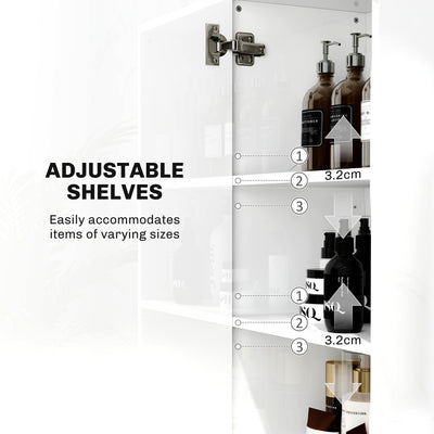 HOMCOM Tall Bathroom Cabinet, Freestanding Bathroom Cabinet with Adjustable Shelves and Double Doors 