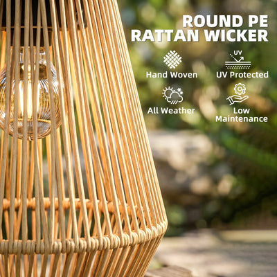 Outsunny Hanging Solar Lanterns, 2 Pack Rattan Solar Lights with Handle for Patio, Pathway, Terrace, Auto On/Off, Brown 