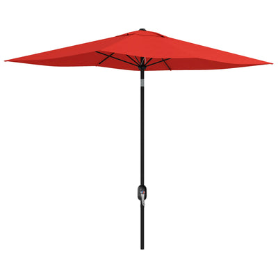Outsunny 2 x 3(m) Garden Parasol Umbrella, Rectangular Outdoor Market Umbrella Sun Shade with Crank & Push Button Tilt, 6 Ribs, Aluminium Pole, Wine Red 