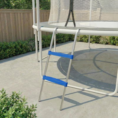 SPORTNOW Trampoline Ladder, 2-Steps with Horizontal Wide Steps, Universal Hook, Galvanised Steel Frame, 150kg Load Capacity 