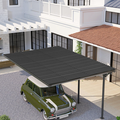 Outsunny Set of 12 Corrugated Steel Roof Sheet Panels - Black 