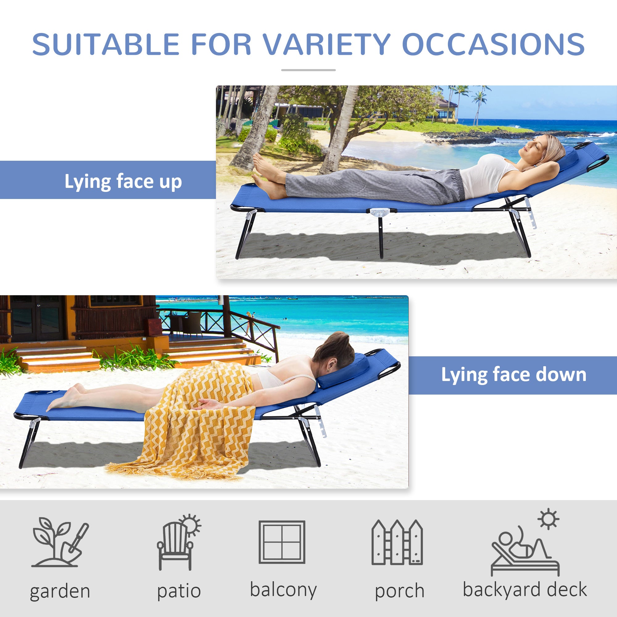 Outsunny Reading Hole Sun Lounger - Blue 