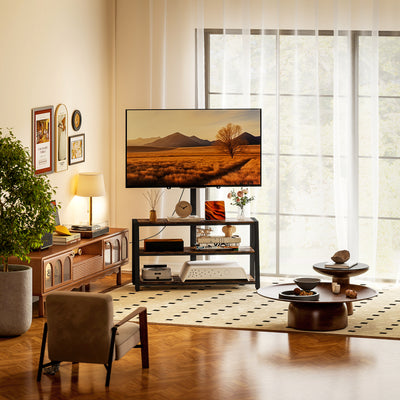 HOMCOM Industrial-Style TV Stand, with 35° Swivel Bracket - Dark Brown 