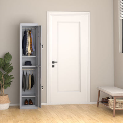 Vinsetto Locker Cabinet Storage Cold Rolled Steel w/ Shelves Vertical Cupboard Grey 38 x 46 x 180 cm 