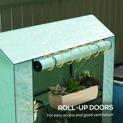 Outsunny 40 x 100cm Three Shelf Steel Frame Greenhouse - Green 