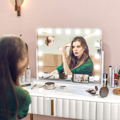 HOMCOM 14 LED bulb Tabletop Makeup Mirror, with Adjustable Settings 