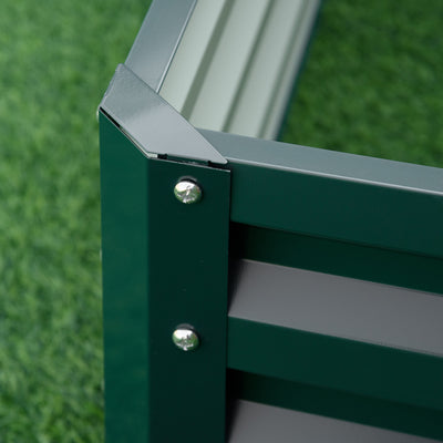 Outsunny Square Raised Garden Bed Box with Weatherized Steel Frame for Vegetables, Flowers, & Herbs, 120 x 120 x 30cm, Green 