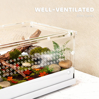 PawHut Acrylic Reptile Terrarium with Top Sliding Door, Vents,  for Snake, Frog, Spider, Gecko, Tarantula, 30 x 20 x 15 cm 