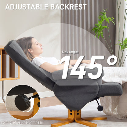 HOMCOM Linen-Look Recliner, with Storage Ottoman - Grey