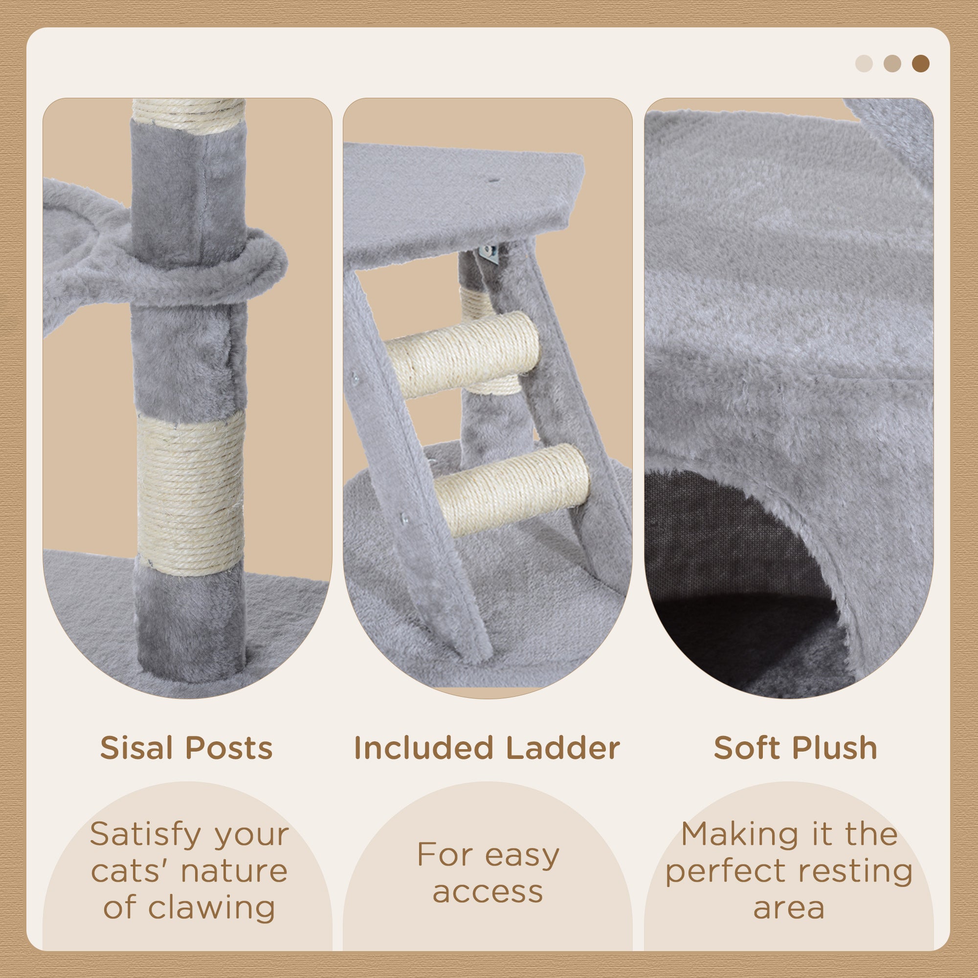 PawHut Cat Tree for Indoor Cats Kitten Scratching Post Scratch Scratcher Climb Activity Center Play House Pet Furniture 125cm (Grey) 