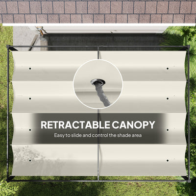 Outsunny 4 x 3(m) Metal Pergola with Retractable Roof, Garden Gazebo Canopy Shelter for Outdoor, Patio, Cream White 