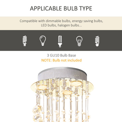 HOMCOM Modern Crystal Chandelier Ceiling Light Pendant Lamp Chrome Finish Glass Droplets New, Ф30 x 120cm 