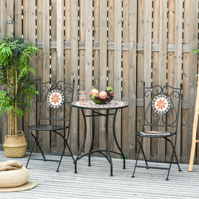 Outsunny Three-Piece Mosaic Bistro Table Set - Multicoloured 