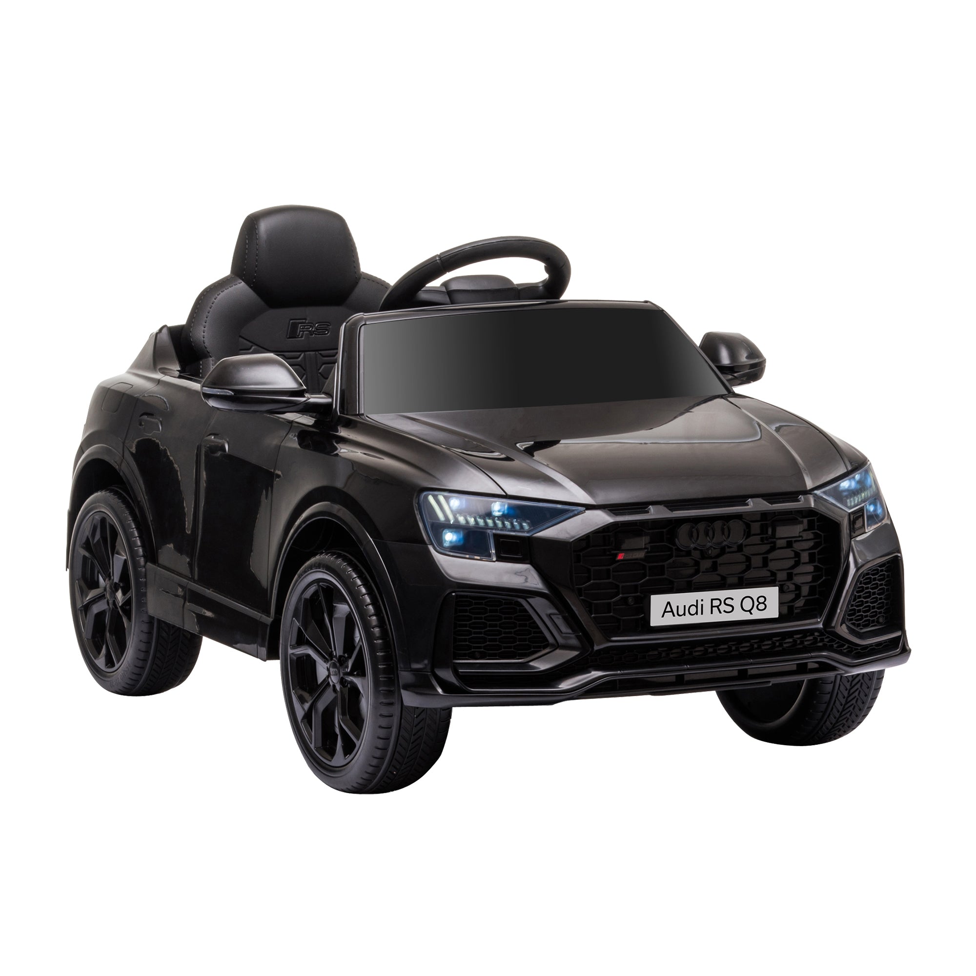 HOMCOM Audi RS Q8 Licensed Electric Car for Kids, 6V Kids' Electric Ride on with Remote Control, 7Ah Big Battery, Lights Bluetooth, Music USB MP3, for 3-5 Years Old, Black 