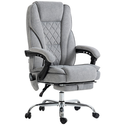Vinsetto Massage Office Chair, Heated Reclining Computer Chair with Adjustable Height and Footrest, Grey 