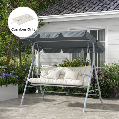 Outsunny Back and Seat Cushion Replacement with 2 Pillows, Patio Chair Cushions Set with Ties, White 