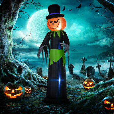 Outsunny 8ft Light-Up Pumpkin Man Halloween Decoration 