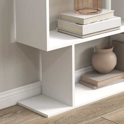 HOMCOM Bookcase, 6 Tier Shelf S Shaped Bookshelf, Storage Unit, Display Shelf for Living Room, Bedroom, Home Office, Plant, White 