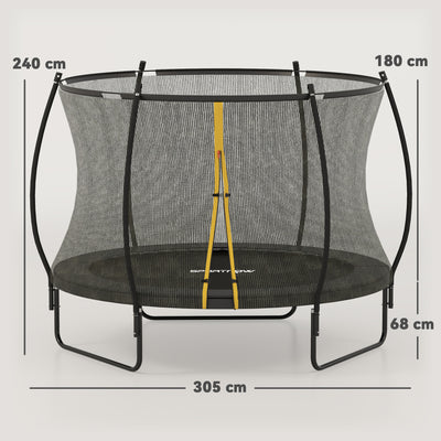SPORTNOW 10ft Trampoline with Enclosure Net and Spring Cover, Outdoor Trampoline Garden Jumping Mat, Black 