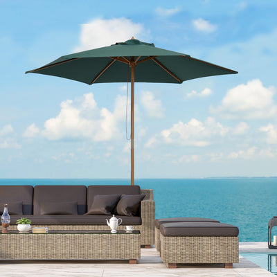 Outsunny 2.5m Wood Garden Parasol Sun Shade Patio Outdoor Wooden Umbrella Canopy Green 