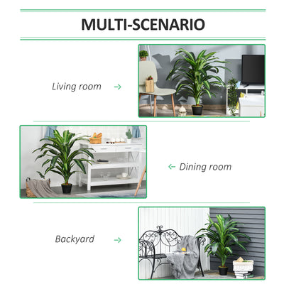 Outsunny 110cm/3.6FT Artificial Dracaena Tree Decorative Plant 40 Leaves with Nursery Pot, Fake Tropical Tree for Indoor Outdoor Décor 