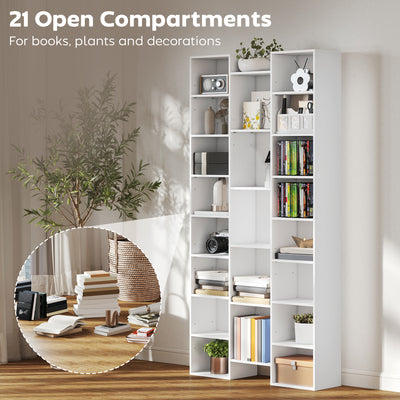 HOMCOM 21-Compartment Bookshelf - White 