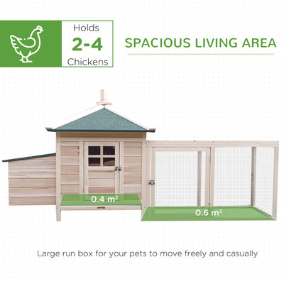 PawHut Chicken Coop Small Animal Pet Cage w/ Nesting Box Outdoor Run Backyard Wooden 