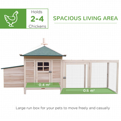 PawHut Chicken Coop Small Animal Pet Cage w/ Nesting Box Outdoor Run Backyard Wooden 