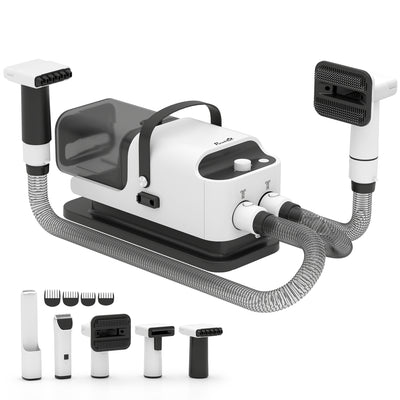 PawHut 5 in 1 Dog Grooming Vacuum & Dryer w/ Clipper, 1.8L Canister, 4 Modes Blow Temperature 