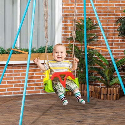 Outsunny 3 in 1 Detachable Kids Swing Seat with Safety Belt, Adjustable Rope for Indoor, Outdoor, Playground, Garden, Green 