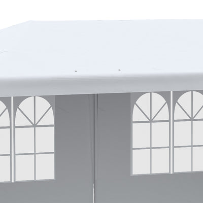Outsunny 6 x 3 m Party Tent Gazebo Marquee Outdoor Patio Canopy Shelter with Windows and Side Panels White 
