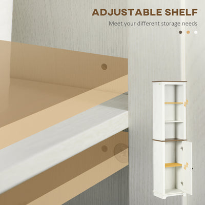 kleankin Bathroom Cabinet, Tall Storage Cabinet with Door and Adjustable Shelves, 39.5 x 30 x 160 cm, White 