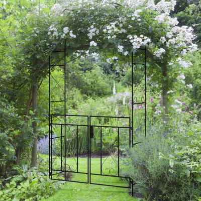 Outsunny Decorative Garden Arch, with Gate - Black 