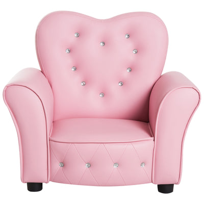 HOMCOM Kids Armchair Toddler Chair Seating Relax Playroom Seater Girl Princess Pink 